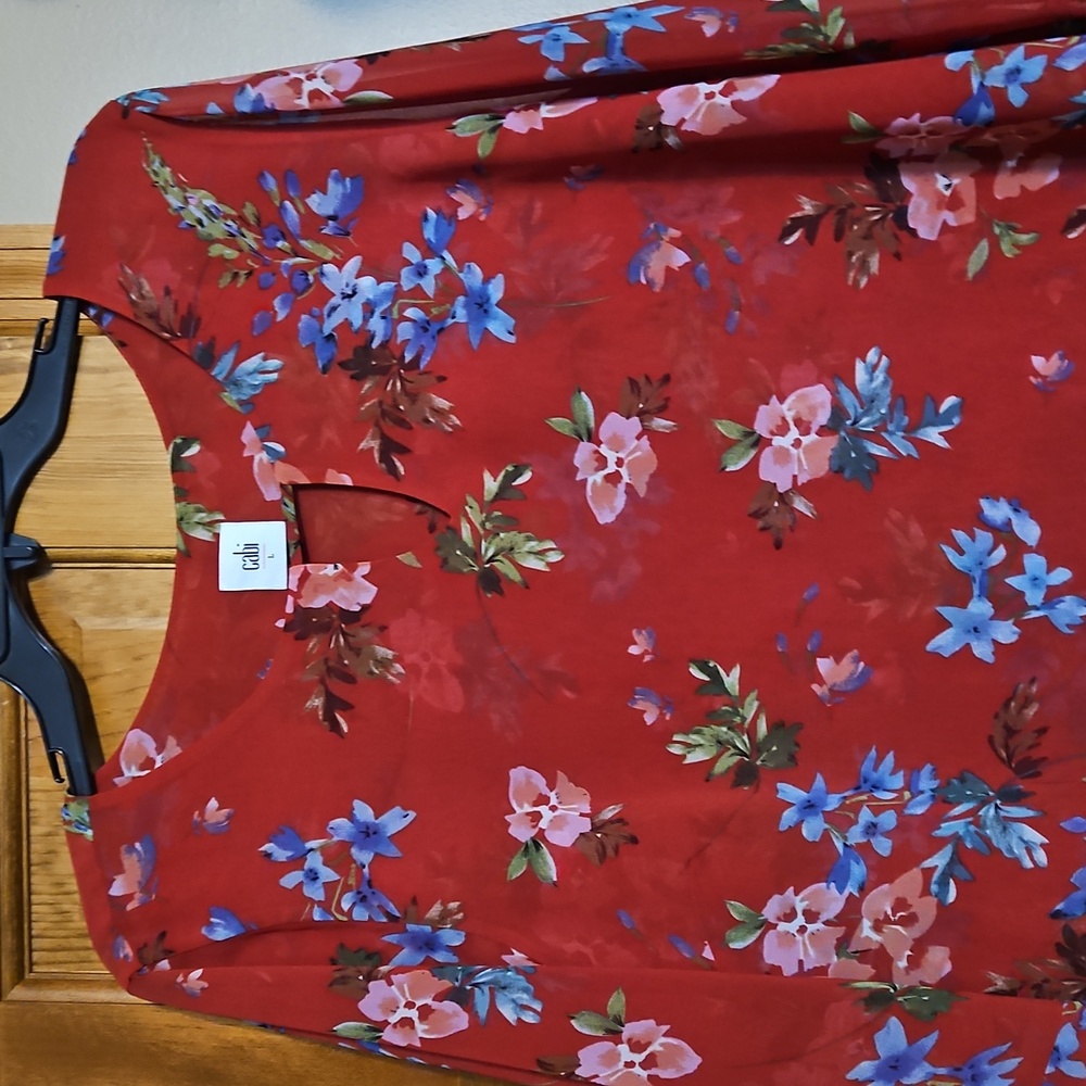 CAbi Red Floral Blouse - Picture 6 of 12